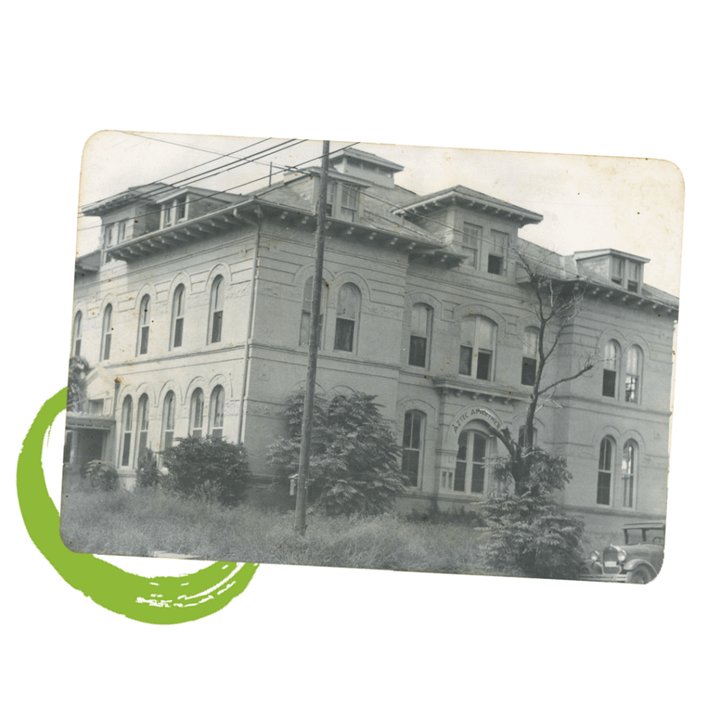 An old vintage photo of a historic building