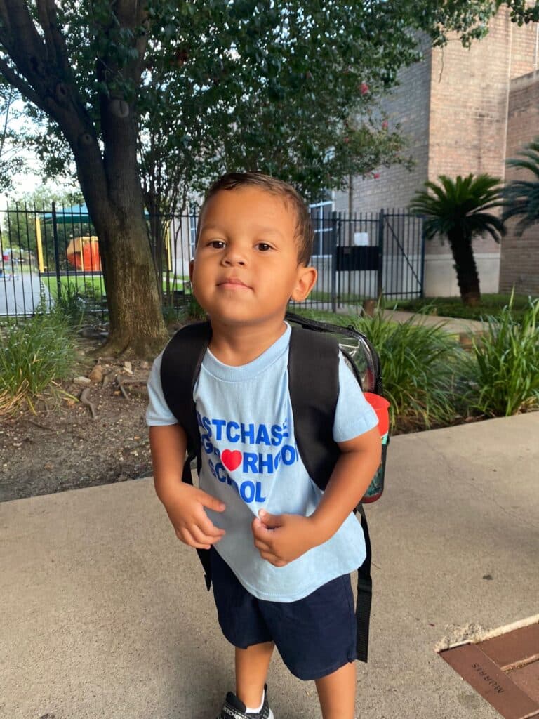 A little boy ready for school