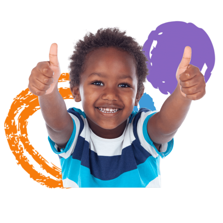 A little boy giving tow thumbs up